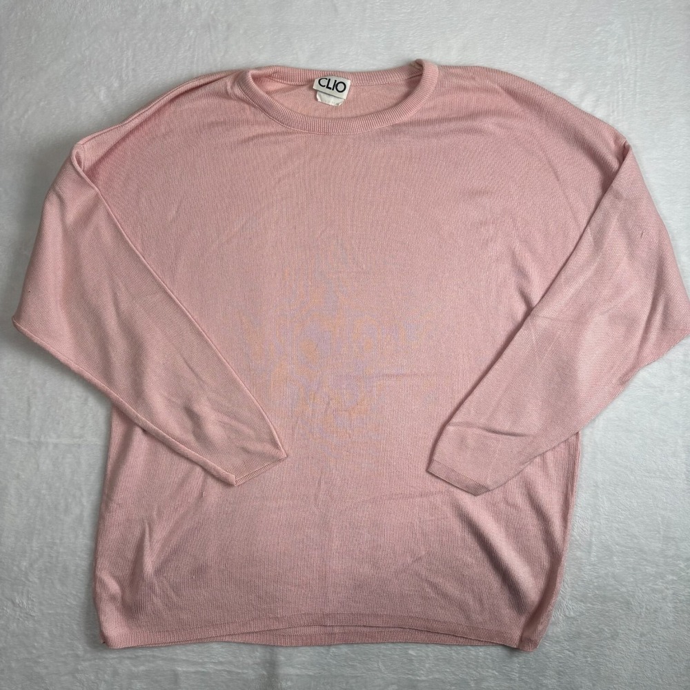 VTG Clio Pink Rayon Blend Long Sleeve Crew Neck Pullover‎ Sweater Women's Medium